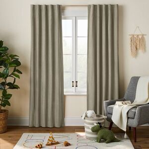 Pillowfort 84" Blackout Chambray Cotton Kids Curtain Panel Green Window Drape